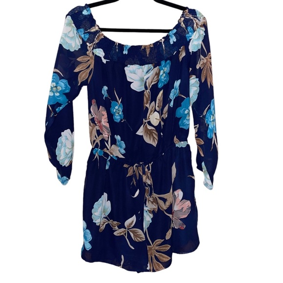 Happy Haleiwa Floral Romper in Navy - Picture 2 of 8